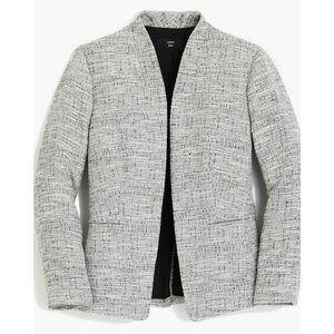 J Crew 365 Going Out Blazer Size 6 Tweed Open Front Career Office Minimalist NWT
